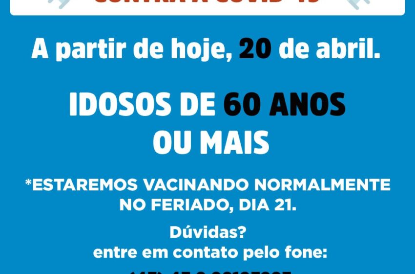  Saúde de Rio Bom estende vacinação aos idosos com 60 anos ou mais a partir desta terça-feira, 20