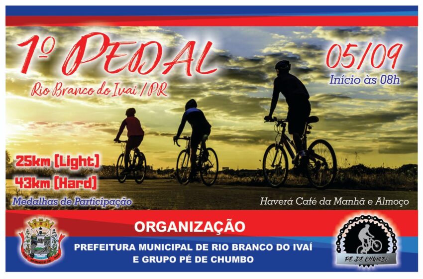  1° Pedal em Rio Branco do Ivaí será no dia 05 de setembro