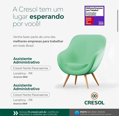  CRESOL – Oportunidade de emprego na unidade de Londrina
