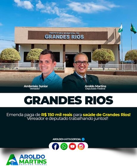  GRANDES RIOS – Vereador Ambrózio Júnior assegura 150 mil para a saúde
