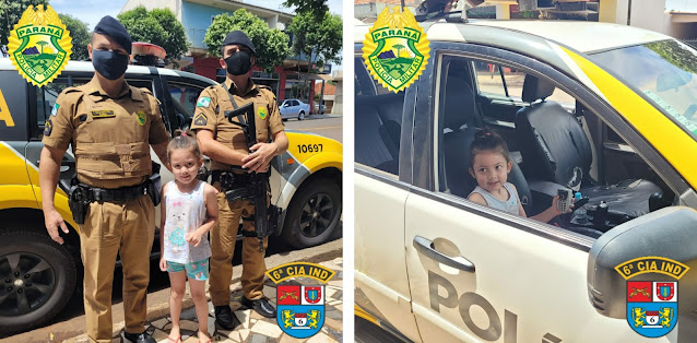  BORRAZÓPOLIS – Menina admiradora da PM recebe visita de policiais