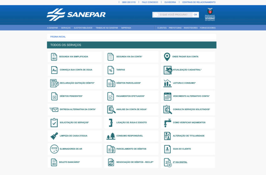  Site da Sanepar oferece diversos serviços e facilita a vida dos clientes