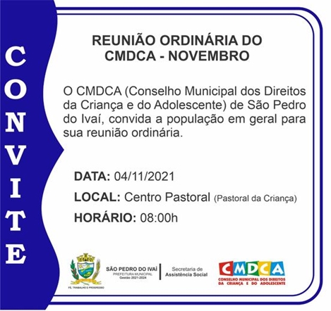  Convite da reunião do CMDCA de São Pedro do Ivaí