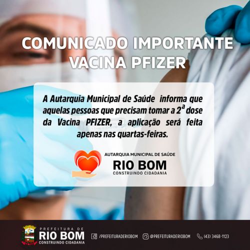  RIO BOM – Covid-19: Comunicado sobre a vacina da Pfizer
