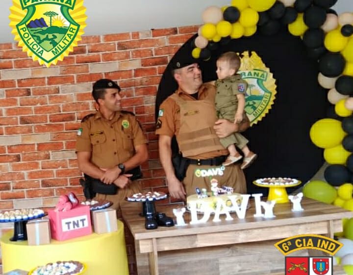  Policiais Militares da 6° CIPM participam do aniversário do pequeno Davi