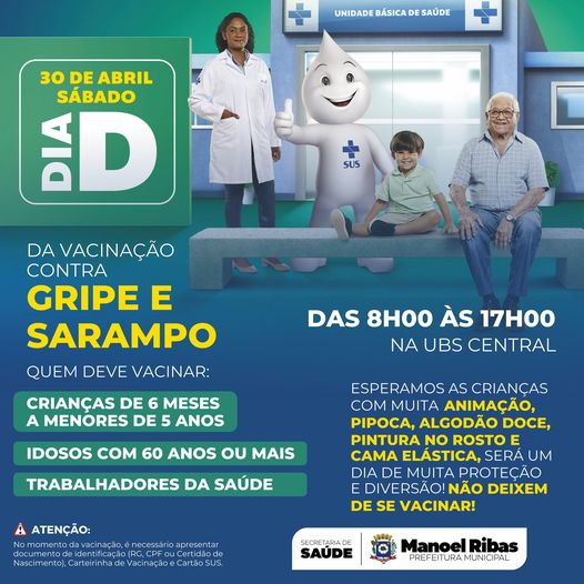  Campanha de vacinação contra a gripe e o sarampo é neste sábado em Manoel Ribas