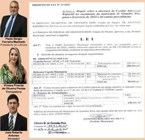  GRANDES RIOS – Câmara Municipal agradece Deputado Federal Enio Verri pelo envio de recursos para o município