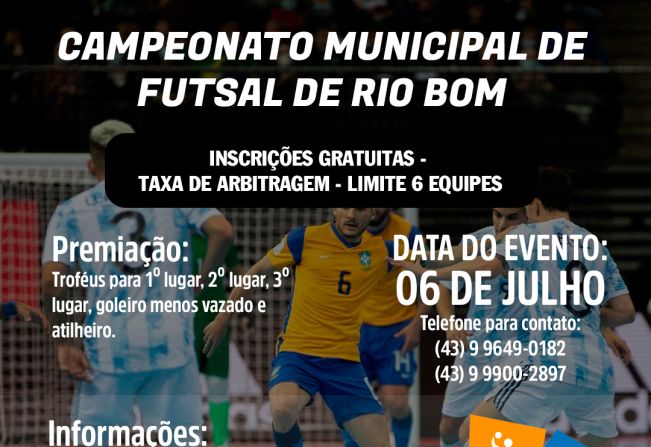  Rio Bom movimenta esporte com 3 campeonatos de futsal