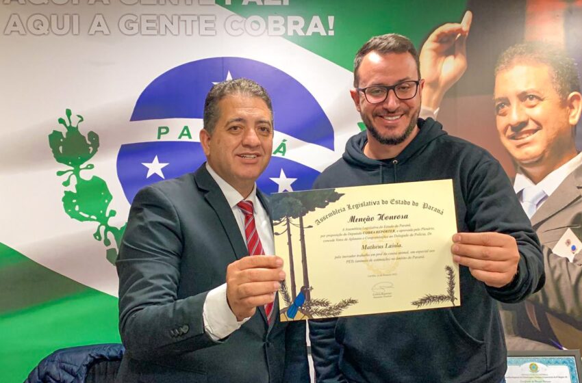  CAUSA ANIMAL – Deputado Cobra Repórter entrega homenagem ao delegado Matheus Laiola