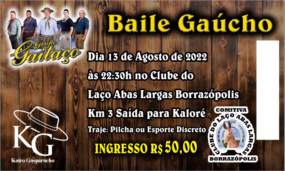 Baile Gaúcho com o Grupo Gaitaço no Clube do Laço Abas Largas de Borrazópolis