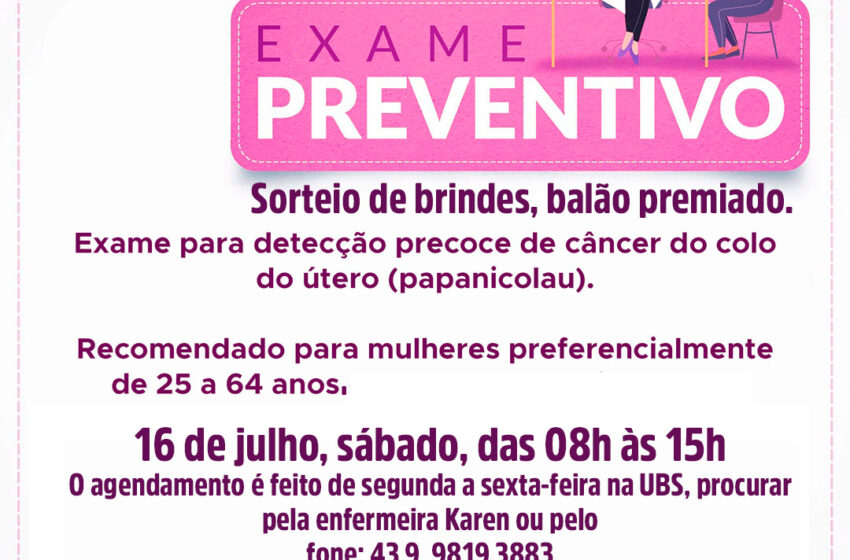  A Prefeitura de Rio Bom, através da Autarquia Municipal de Saúde, realizará o dia “D do PREVENTIVO”  Dia D do Preventivo