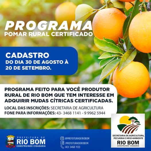  Rio Bom lança Programa Pomar Rural Certificado