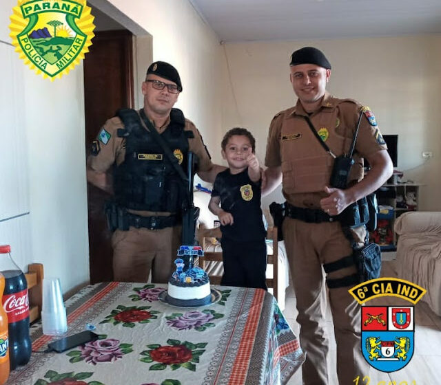  Criança de Rosário do Ivaí recebe visita da PM em seu aniversário