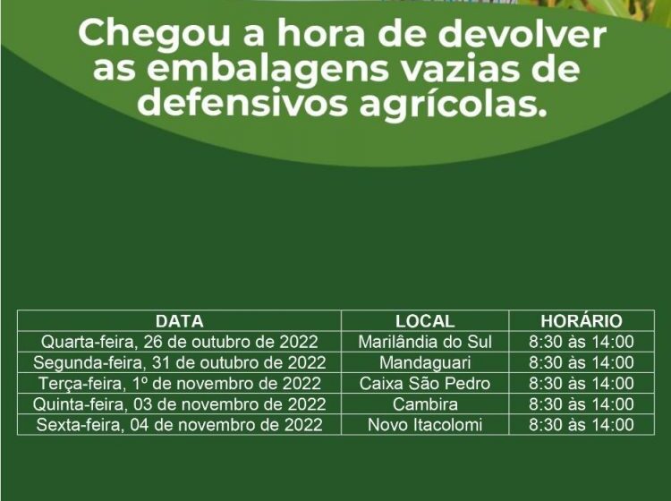  Coleta de embalagens de defensivos no Paraná