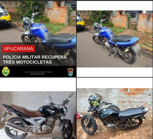  PM de Apucarana recuperam três motocicletas furtadas