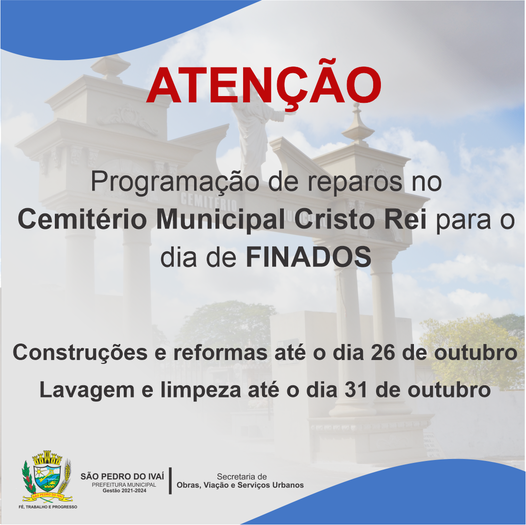  Prefeitura de São Pedro do Ivaí estipula prazos par reforma e limpeza no cemitério municipal