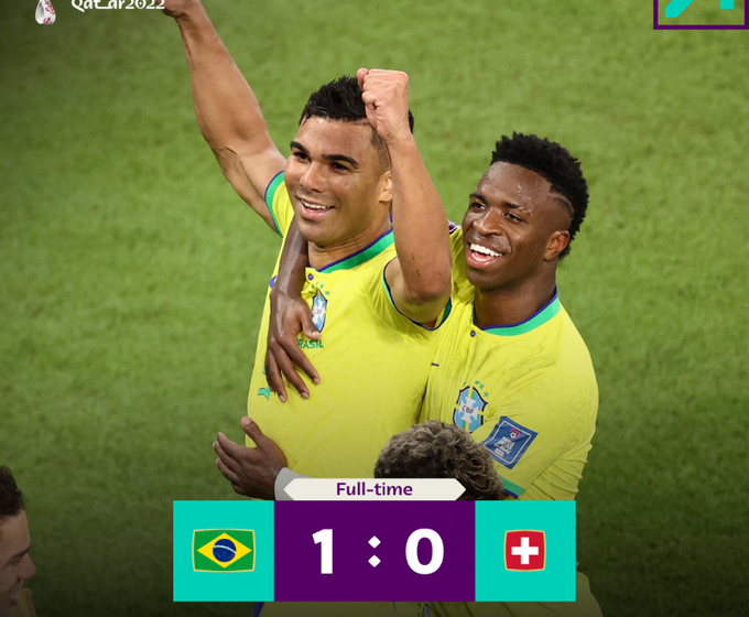 Brasil bate Suíça e se classifica para as oitavas de final