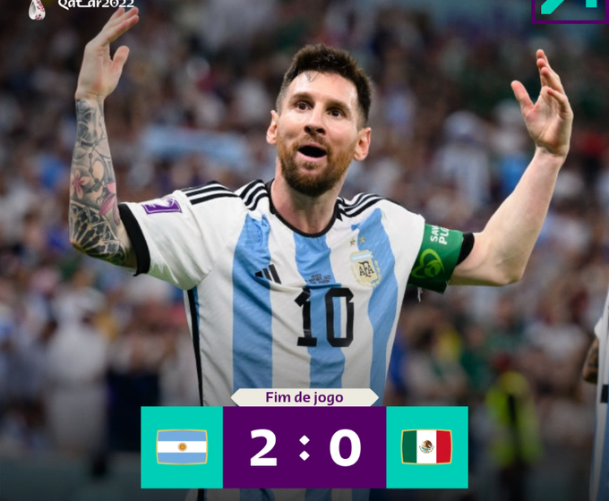  Argentina vence o México na Copa do Mundo