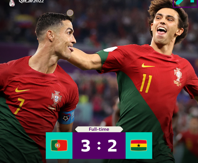  Portugal supera Gana por 3 a 2