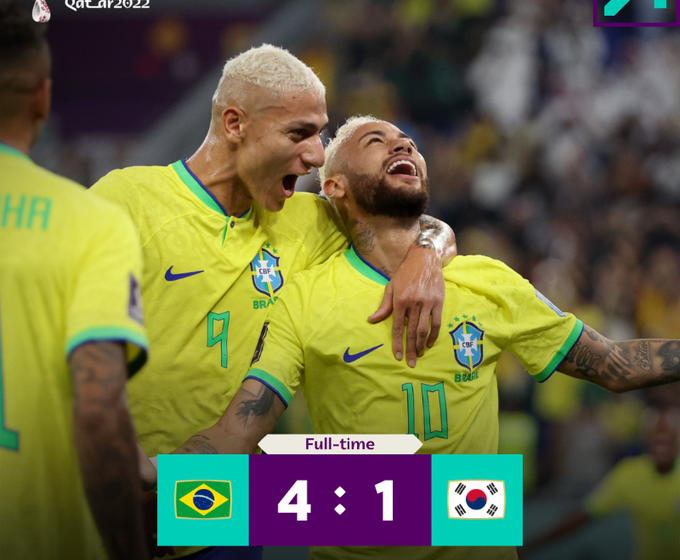  Brasil vence a Coreia do Sul pela Copa do Catar
