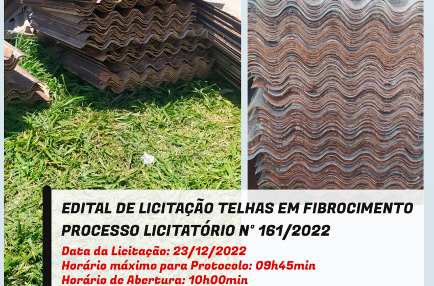  Comunicado de Edital de Licitação de venda de telhas de fibrocimento de Rio Bom