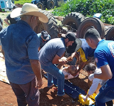  Agricultor de Rio Bom sobreviveu a acidente de trator na zona rural