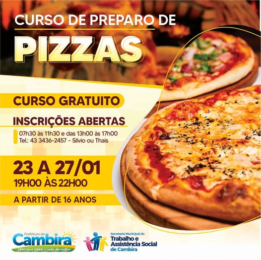  Cambira abre inscrições para curso de Preparo de Pizza
