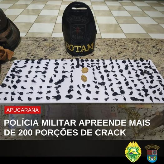  Policia Militar apreende mais de 200 porções de Crack em Apucarana