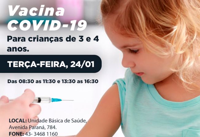  Comunicado Covid-19: Vacinação para crianças de 03 e 04 anos em Rio Bom