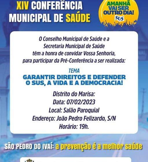  Convite para a Pré-Conferência Municipal de Saúde em São Pedro do Ivaí