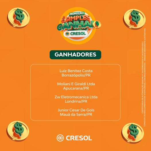  Cresol divulga primeiros ganhadores da campanha “É Simples Ganhar”