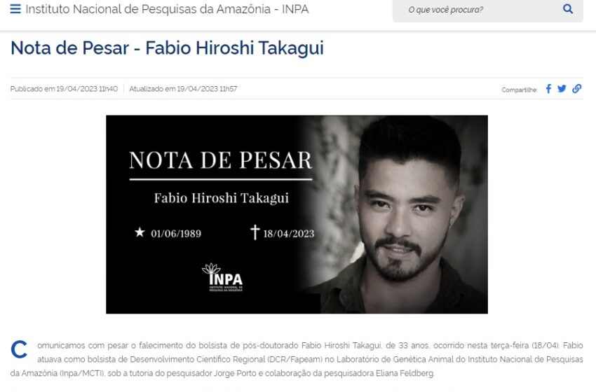  Fábio Hiroshi Takaqui recebe homenagem importante do INPA