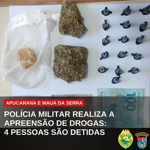  Polícia Militar apreende drogas em Mauá da Serra e Apucarana