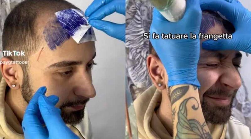  Vídeo de homem careca chorando após tatuar franja na testa viraliza