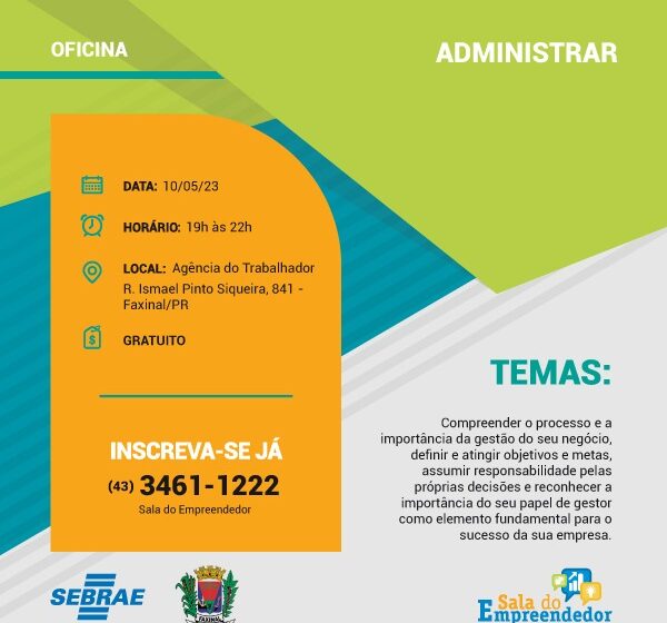  Curso gratuito para Empreendedores do Comércio de Faxinal