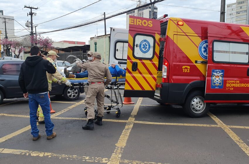  Motociclista fica ferido após acidente no centro de Apucarana