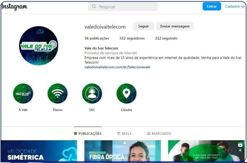  Vale do Ivaí Telecom com novo perfil no Instagram