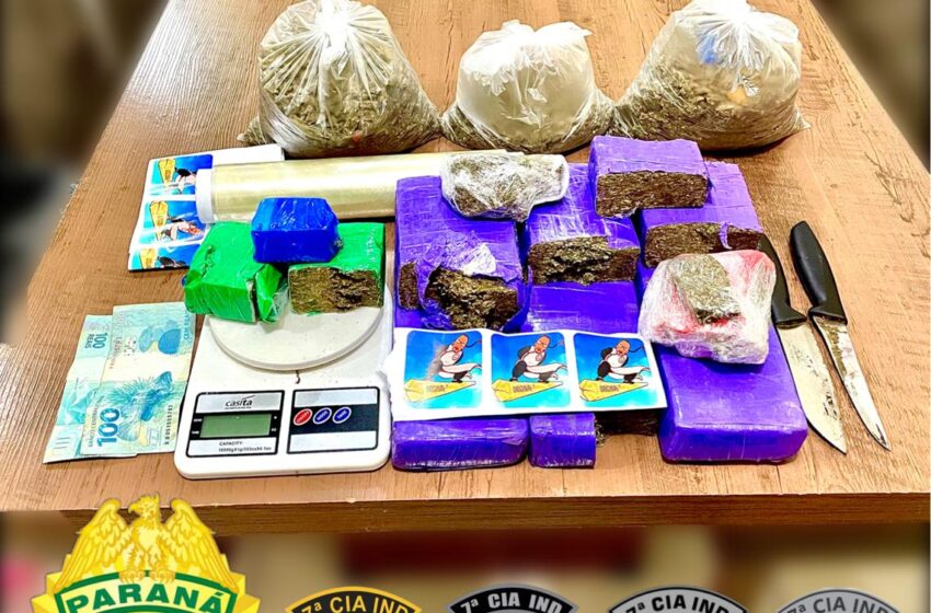  PM de Arapongas apreende mais de 7 kg de maconha e prende jovem