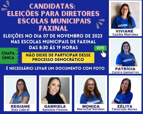  Eleição para diretores das Escolas Municipais será dia 7 de novembro