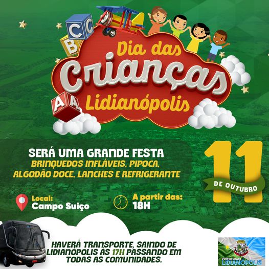  Prefeitura de Lidianópolis convida para as festividades do Dia das Crianças
