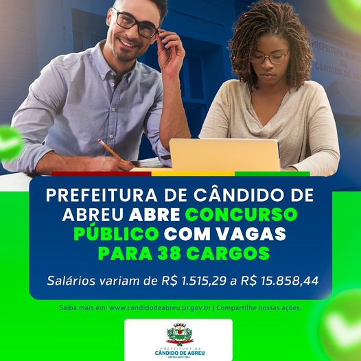  Prefeitura de Cândido de Abreu abre concurso público com vagas para 38 cargos