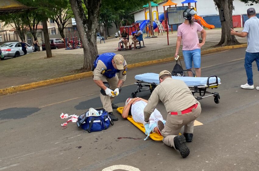  Mulher de 60 anos fratura a perna após acidente em Apucarana