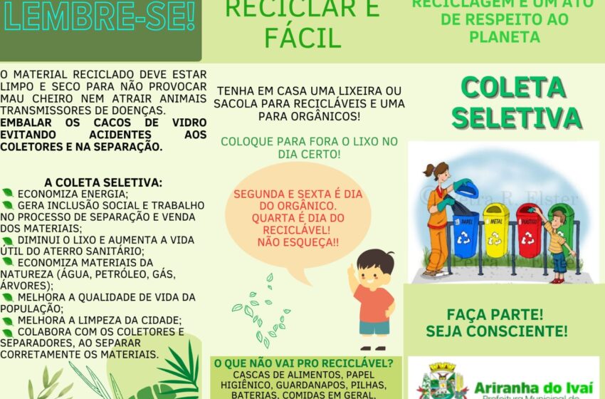  Secretaria de Agricultura e Desenvolvimento Promove Material de Conscientização sobre Reciclagem em Ariranha do Ivaí