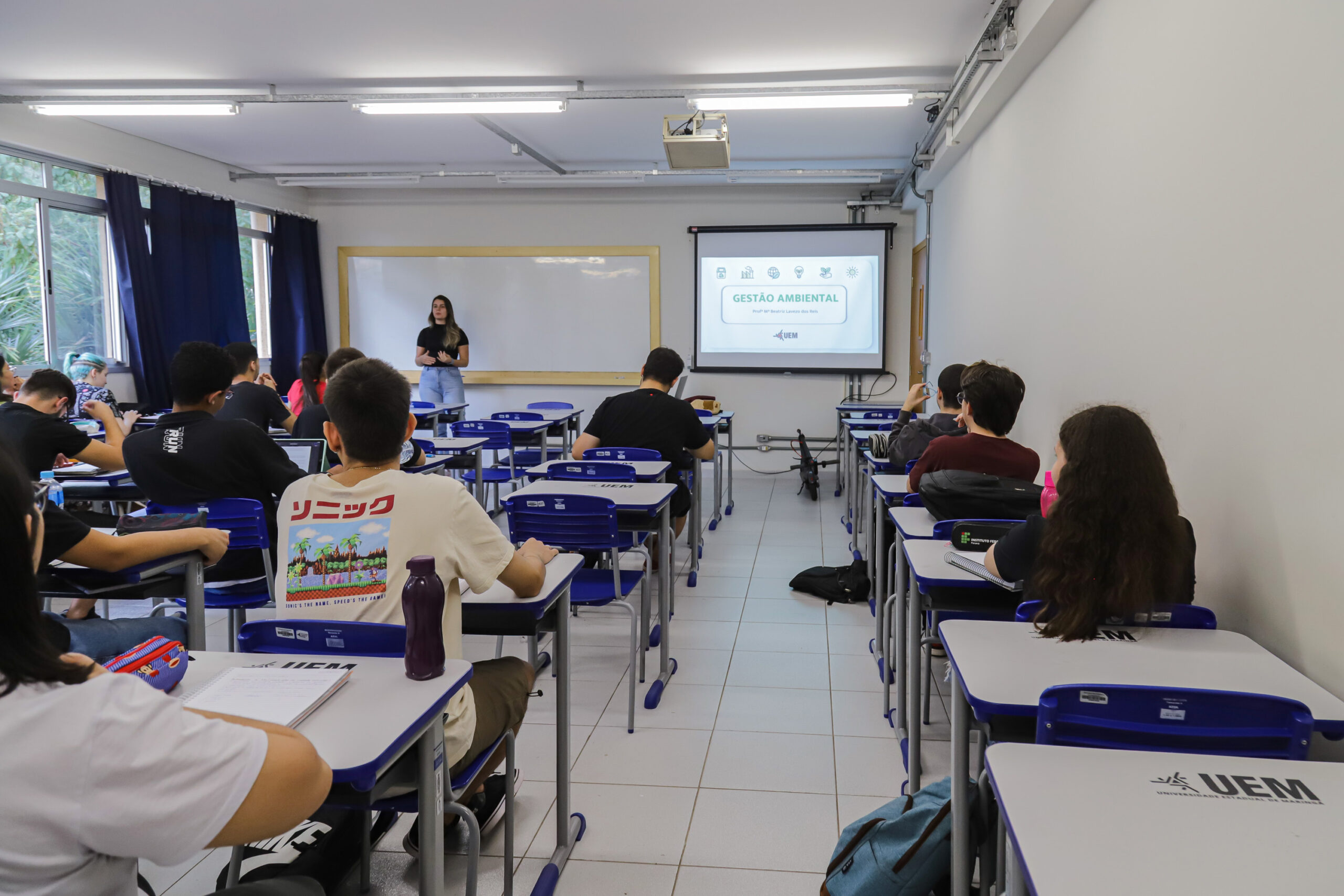Maringá, 27 de julho de 2023 – Sala de aula da Universidade Estadual de Maringá (UEM).