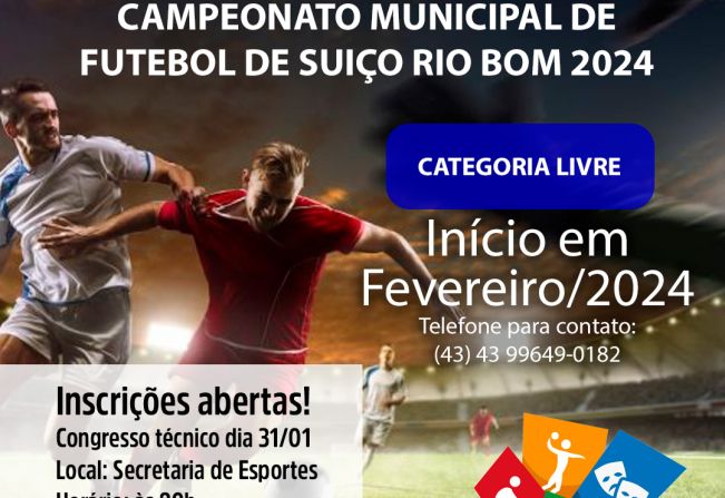  Campeonato Municipal de Futebol Suíço de Rio Bom está com inscrições abertas