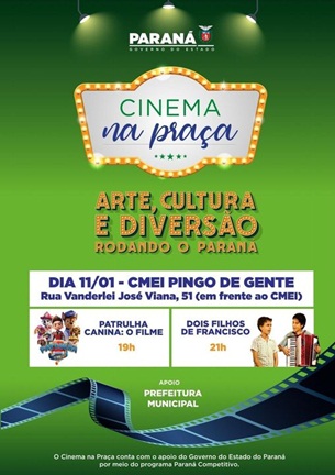 Cinema na Praça em Ariranha do Ivaí!