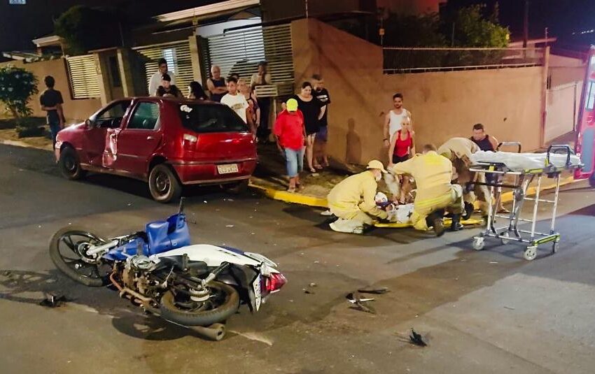  Batida entre carro e moto deixa homem ferido em Apucarana