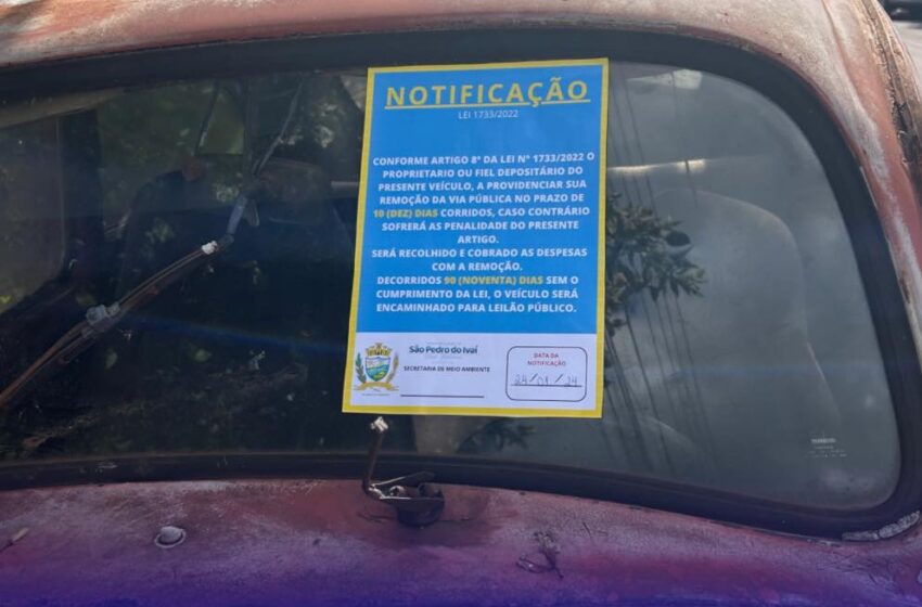  Proprietários de terrenos e de veículos em estado de abandono são Notificados em São Pedro do Ivaí
