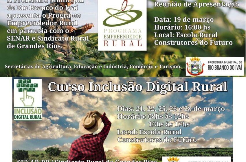  Rio Branco do Ivaí oferece cursos gratuitos para o produtor rural