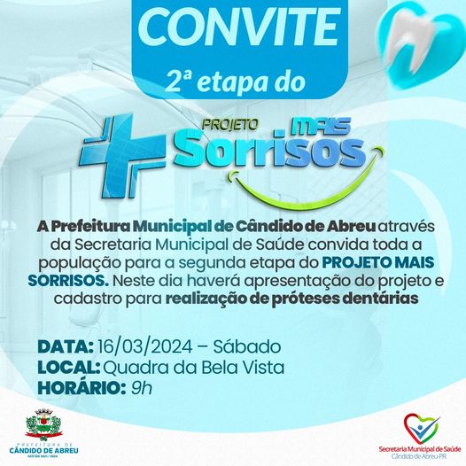  Saúde de Cândido de Abreu promoverá o lançamento da 2ª etapa do Projeto Mais Sorriso
